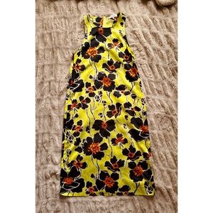 Bright yellow and black sleeveless dress